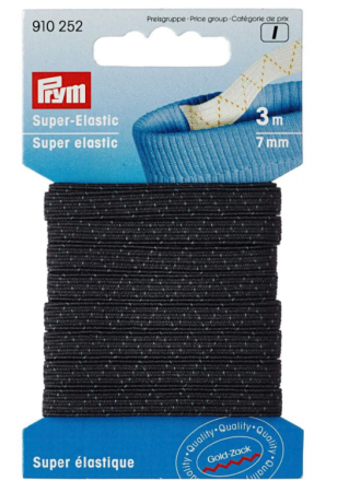 Elastic Velcro Viledon - Super elastic Prym, 7mm, 3m, Negru
