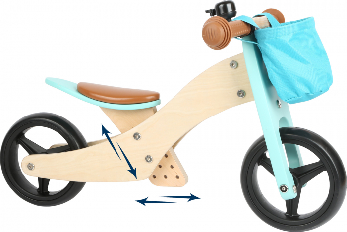 2 in 1 Tricicleta si Bicicleta de echilibru din lemn, Albastru [3]