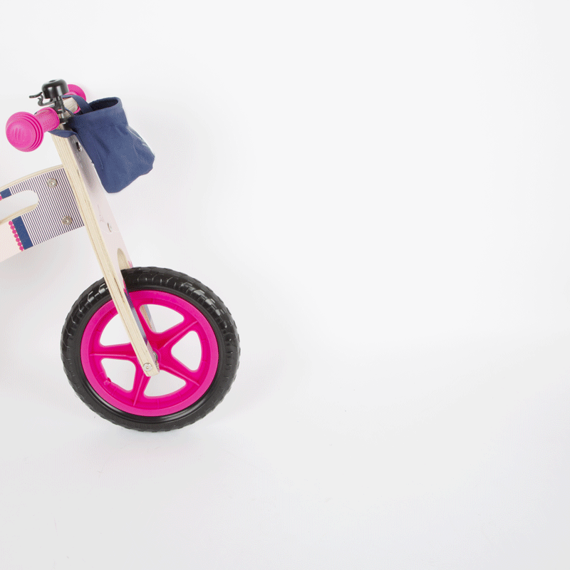 Bicicleta de echilibru din lemn Colibri in accente roz neon [3]