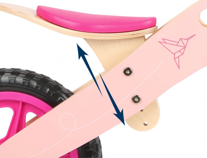 Bicicleta de echilibru din lemn Colibri in accente roz neon [10]