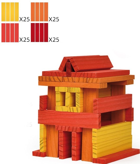 City Blocks-cuburi de lemn pentru construit, culori calde [2]