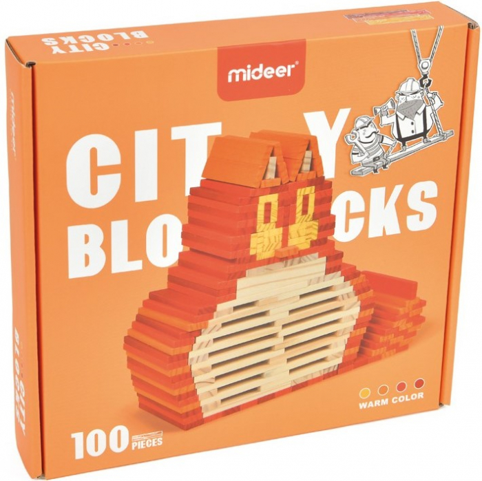 City Blocks-cuburi de lemn pentru construit, culori calde [1]