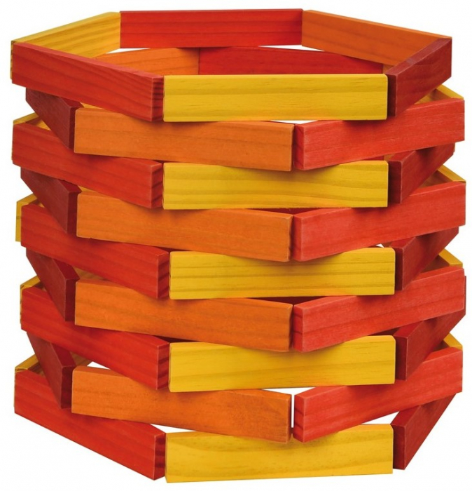 City Blocks-cuburi de lemn pentru construit, culori calde [6]