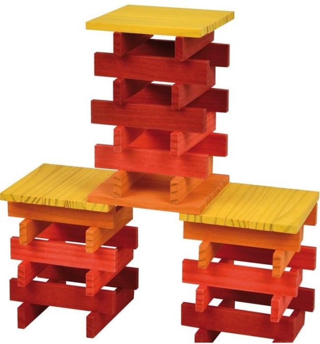 City Blocks-cuburi de lemn pentru construit, culori calde [7]