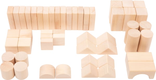 Cuburi de constructie din lemn natur, set de 50 [2]
