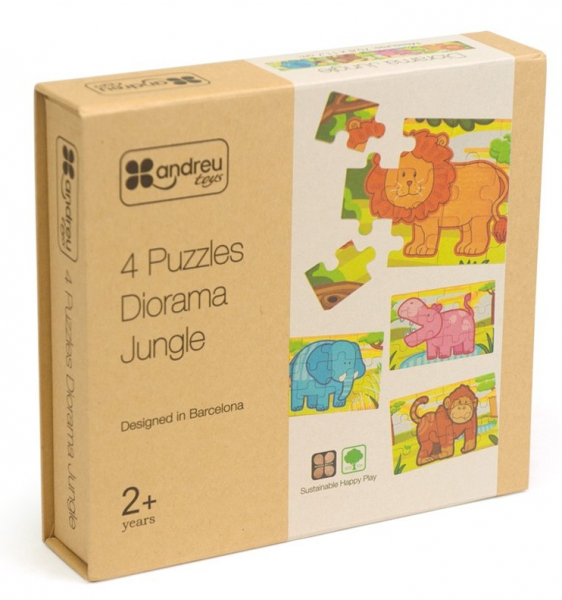 Jungla - 4 puzzle-uri tip diorama, lemn [1]