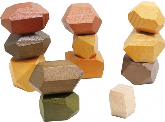 Set XL 12 pietre mari din lemn, joc de stivuit si de echilibru [1]