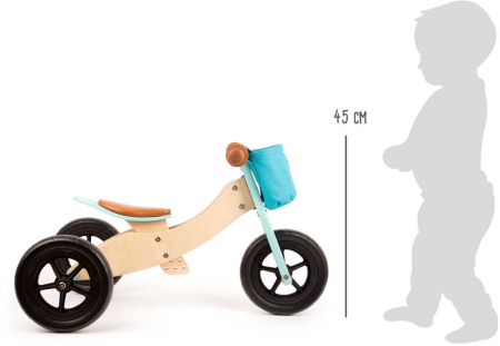2 in 1 Tricicleta si Bicicleta de echilibru din lemn, Albastru - Varianta MAXI [4]