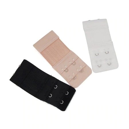 Set de extensii pentru sutien, 3 bucăți cu 2 poziții de prindere, lățime 3.8 cm, prelungitoare elastice pentru ajustarea circumferinței fără disconfort – culori negru, crem și alb
