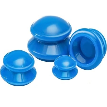 Set 4 ventuze terapeutice din silicon pentru masaj anticelulitic, relaxarea musculaturii și stimularea circulației, reutilizabile și ușor de folosit – culoare albastră