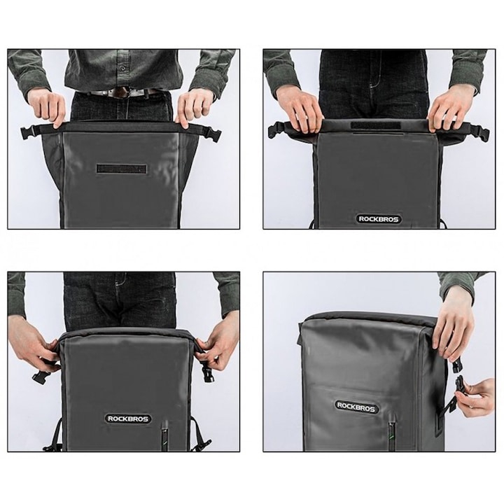 Rucsac impermeabil, 61 x 44 x 16 cm, 25l, negru/verde [8]
