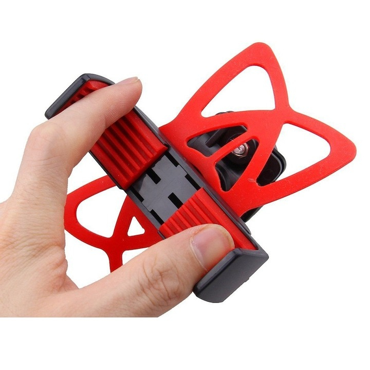 Suport telefon pentru biciclete/motociclete, bretele din silicon, ajustabil, rotire 360°, rosu [11]