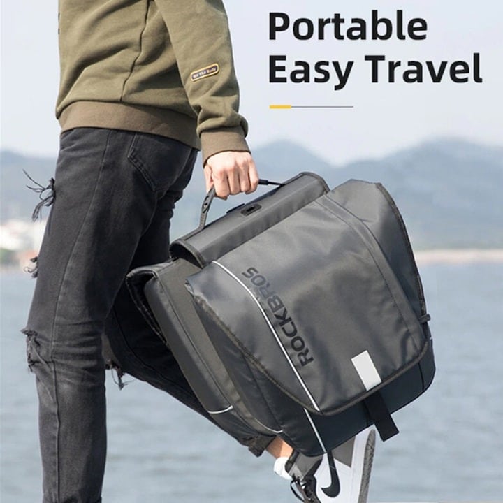 Geanta dubla pentru bicicleta, impermeabila, 30l, 36 x 35 x 40 cm, negru [4]