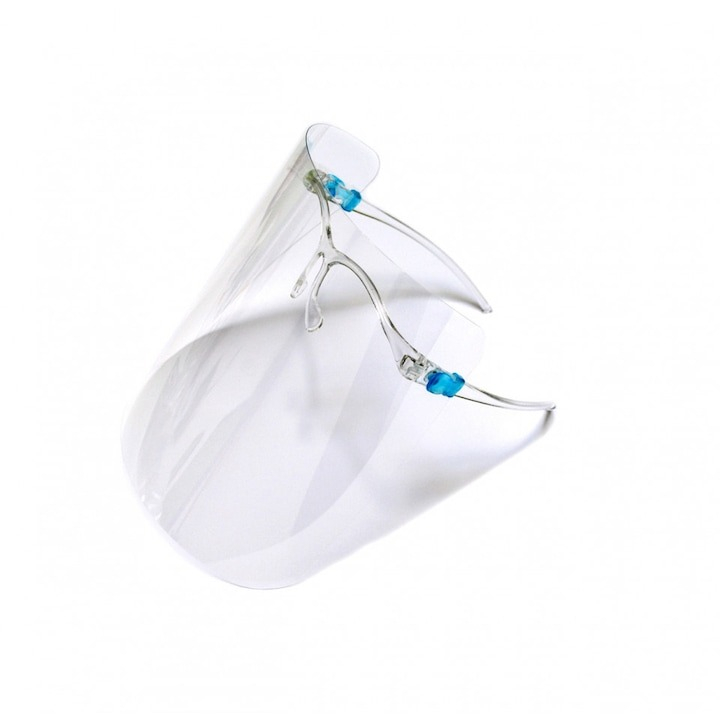 Viziera de protectie, cu rama de ochelari, transparenta, plastic, reutilizabila [6]