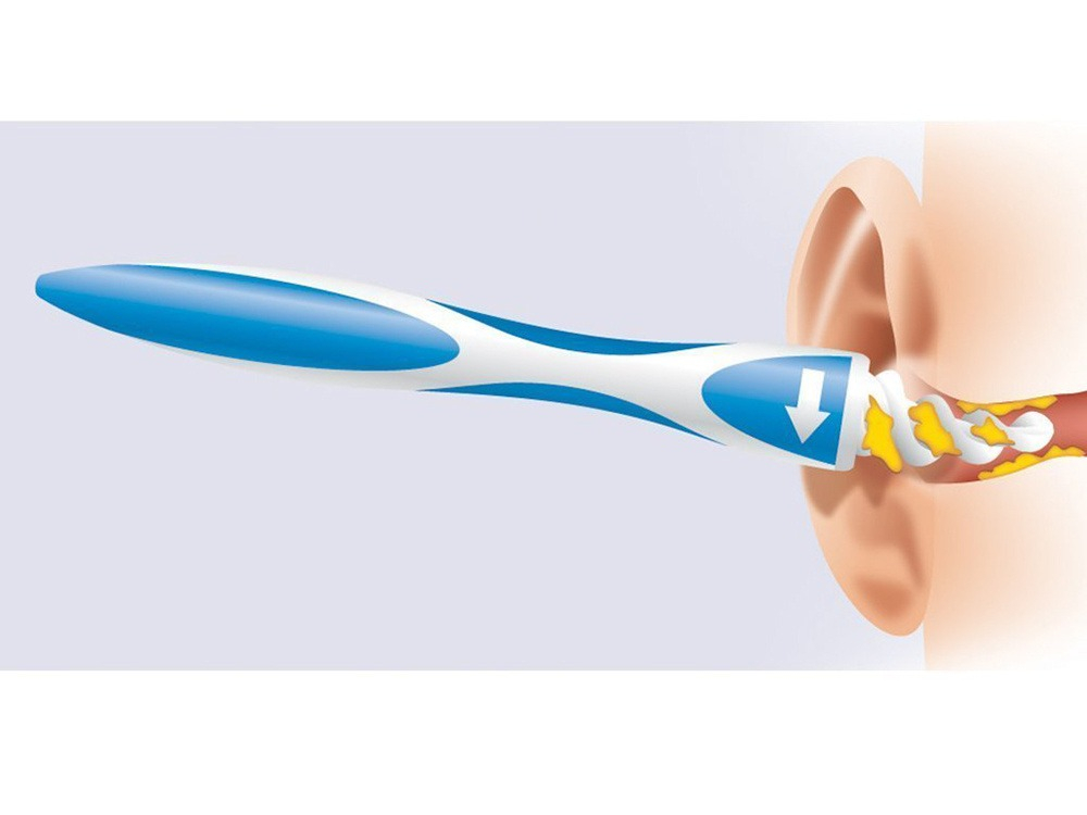 Dispozitiv pentru curatarea urechilor, 16 varfuri silicon, design spiralat, alb/albastru [5]