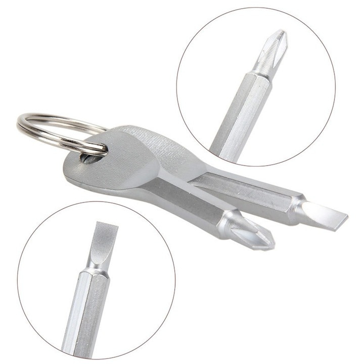 Set 2 surubelnite, inox, lungime 62 mm, tip breloc, argintiu [4]