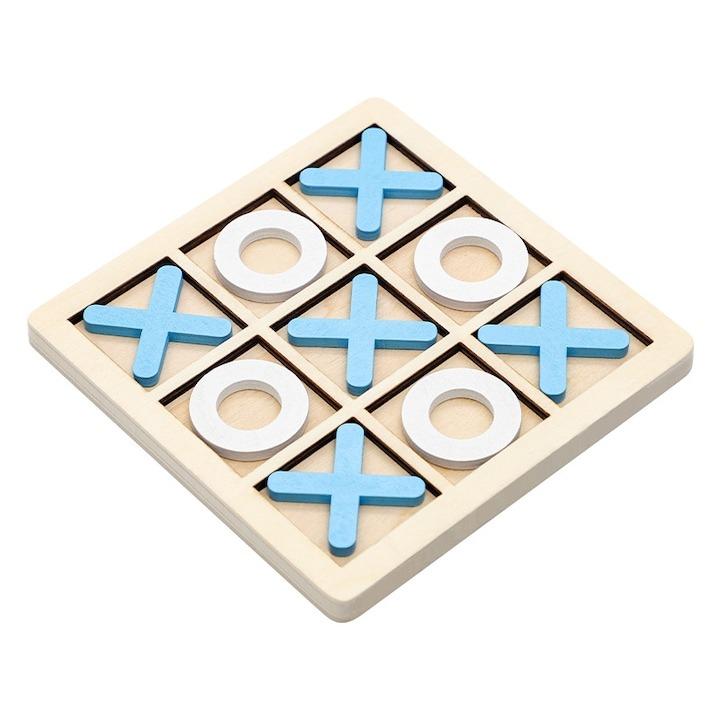 Joc X si 0, lemn, alb/albastru, 9.8 x 9.8 x 0.5 cm [6]