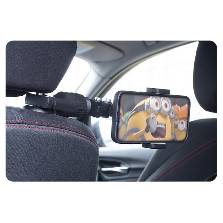 Suport auto pentru telefon, montare pe oglinda retrovizoare, latime reglabila 5-10 cm, rotativ 360°, negru [5]