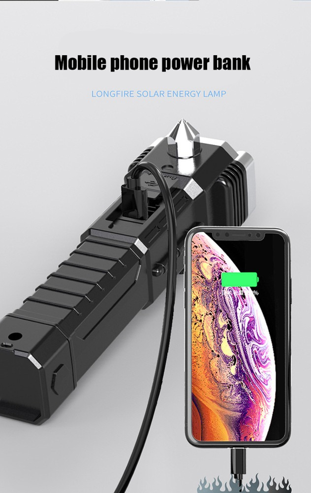 Lanterna multifunctionala, magnetica, ciocan de siguranta, baterie reincarcabila, cablu de incarcare USB inclus [13]