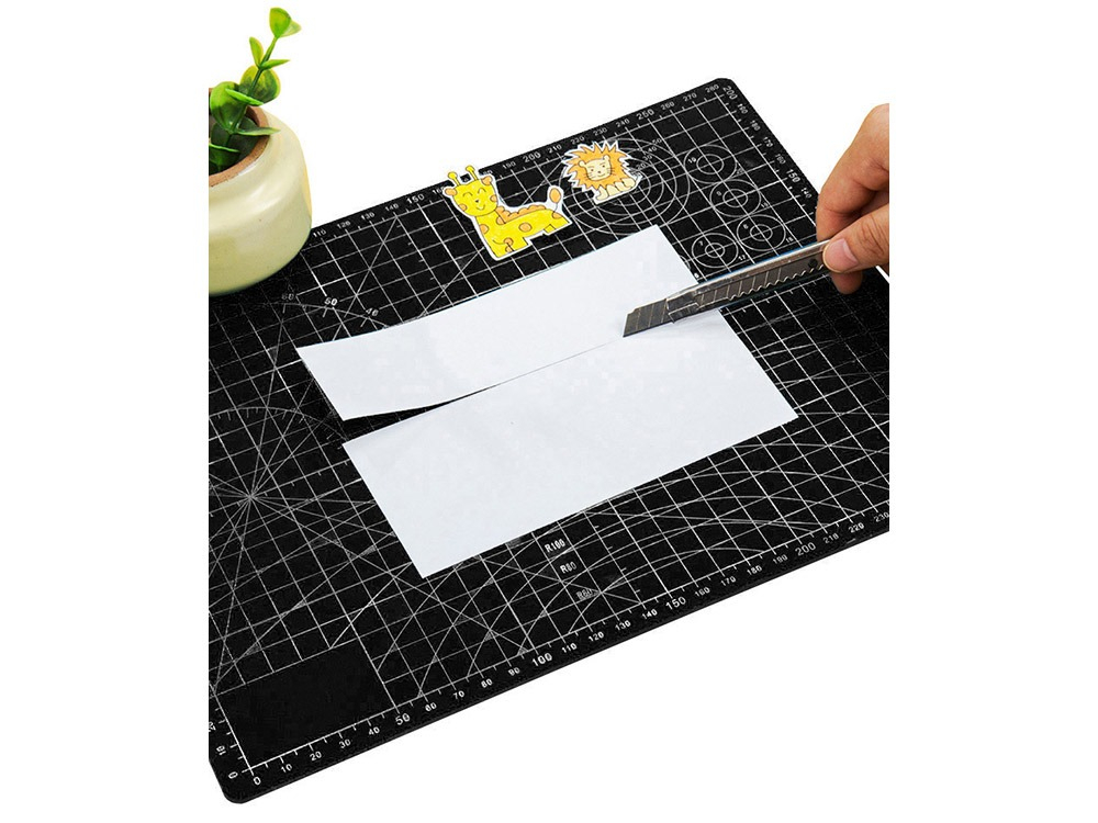 Placa pentru taiere precisa, modelare, fata-verso, cu auto-vindecare A3, 30 x 45 cm, scara clar vizibila, negru [11]