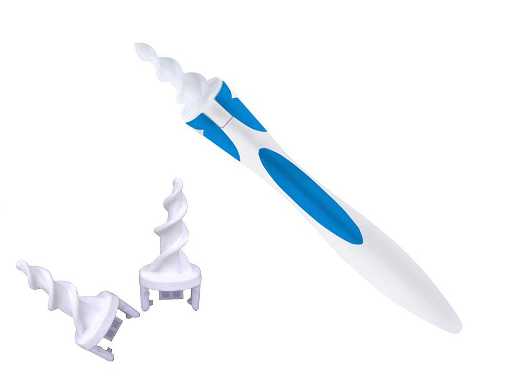 Dispozitiv pentru curatarea urechilor, 16 varfuri silicon, design spiralat, alb/albastru [10]