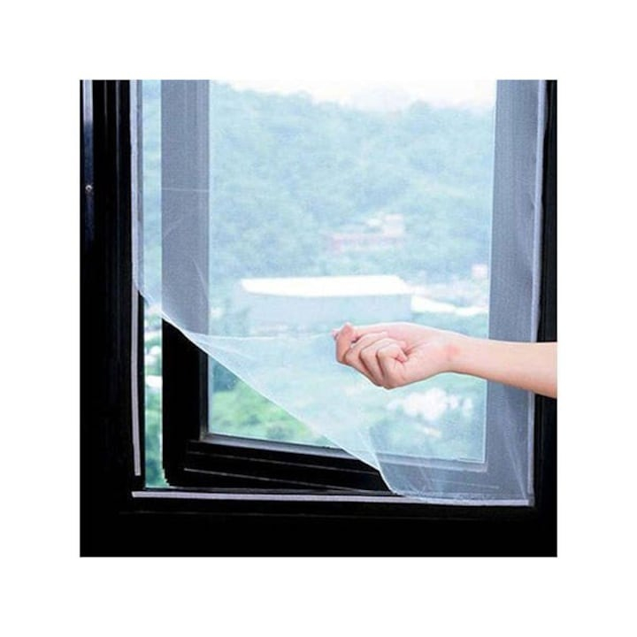 Plasa anti-insecte, pentru ferestre living, bucatarie, cu autoadeziv, 130 x 150 cm, poliester, alba [4]