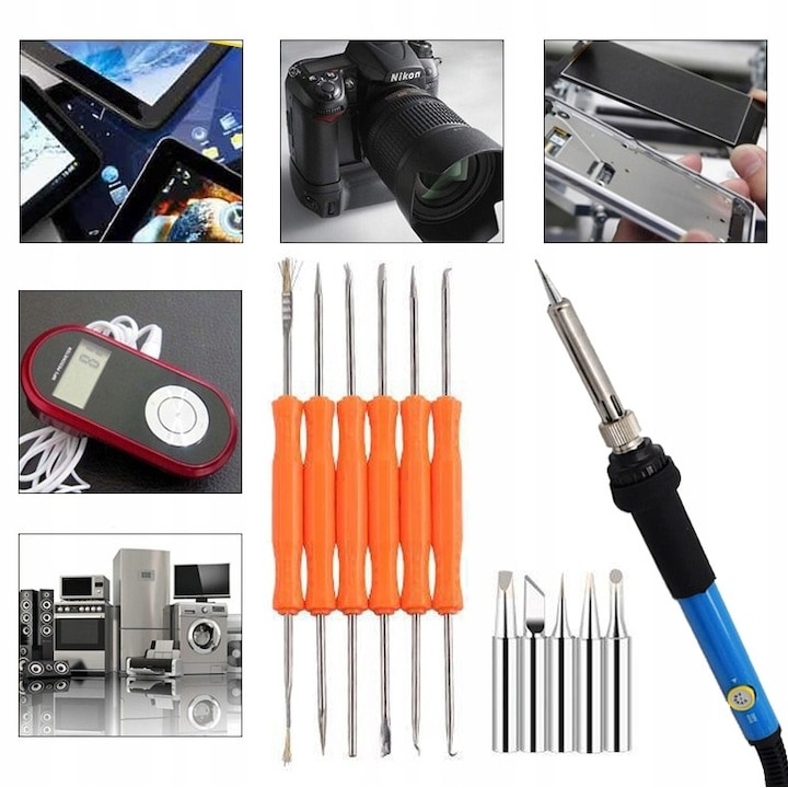 PIstol de lipit, 60W, set complet, 19 piese, accesorii, trusa de depozitare [5]