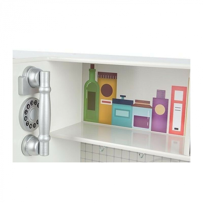 Bucatarie din lemn pentru copii,91x102 cm,2 becuri LED,sort de gatit - Alb [9]