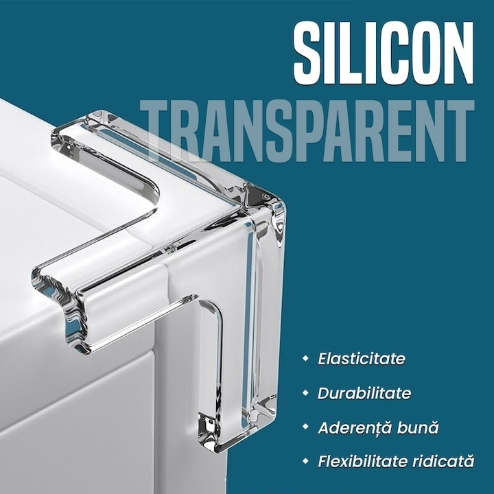 Set protectii pentru colturi din silicon, pentru mobila, masa, dulap, birou, pat, protectie pentru copii, lipire cu adeziv, impermeabile, 3mm grosime, 3.2x3.2 cm, transparente [2]
