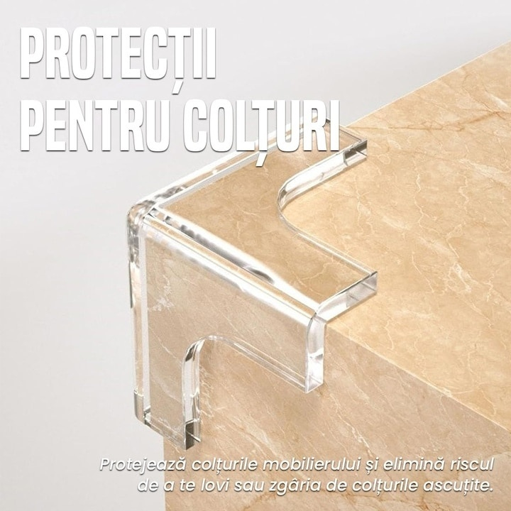 Set protectii pentru colturi din silicon, pentru mobila, masa, dulap, birou, pat, protectie pentru copii, lipire cu adeziv, impermeabile, 3mm grosime, 3.2x3.2 cm, transparente [3]