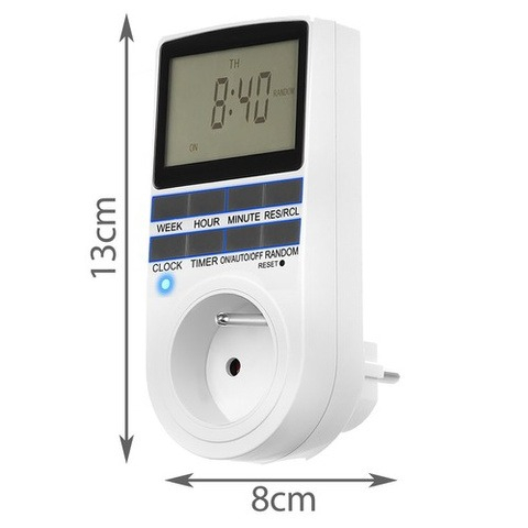 Priza programabila, digitala, 16A, display LCD, tensiune 230V / 50 Hz, alb [5]