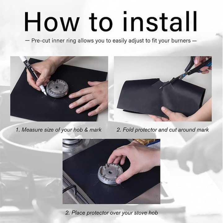 Set 6 folii detasabile de protectie pentru aragaz, din teflon - Negru [5]