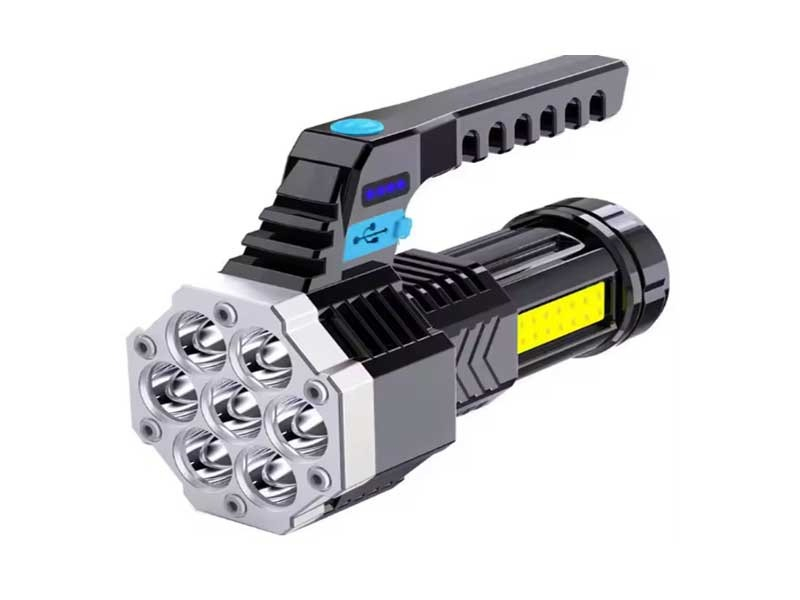 Lanterna portabila, 7 LED-uri, 4 moduri de iluminare, indicator nivel baterie, ABS, rezistenta la apa, negru