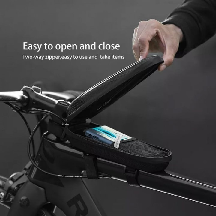 Geanta pentru bicicleta 1.1l, impermeabila, 22 x 9.6 x 7.6 cm, negru [5]