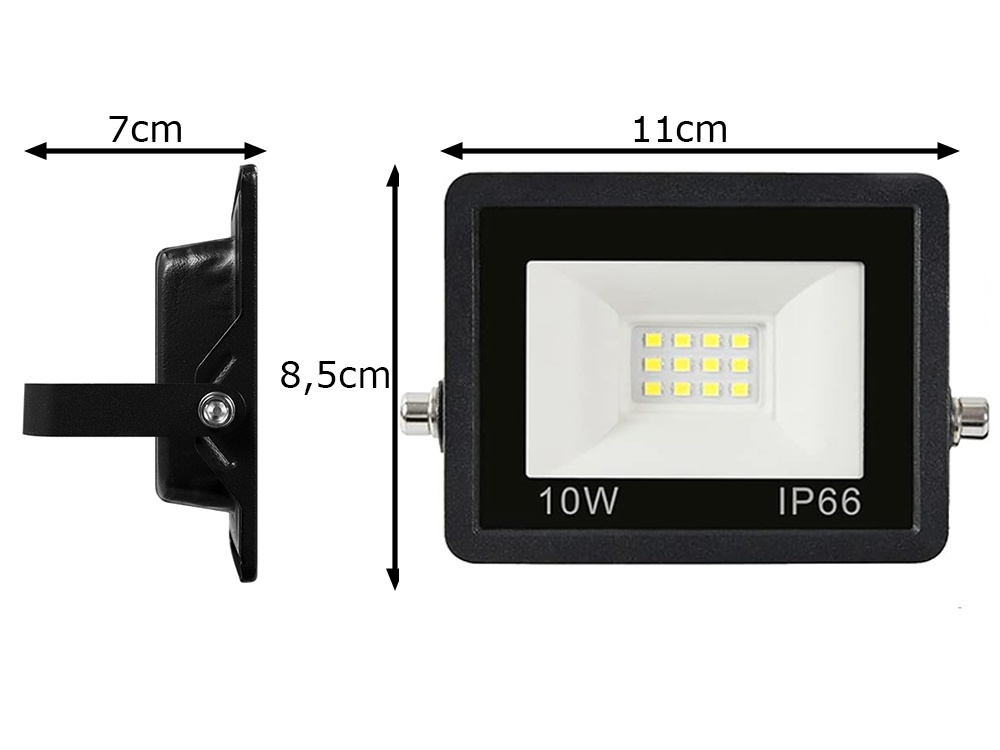 Proiector LED, iluminare exterior, putere 10 W, lumina rece 6000K, protectie IP66, rezistent la intemperii, negru [2]
