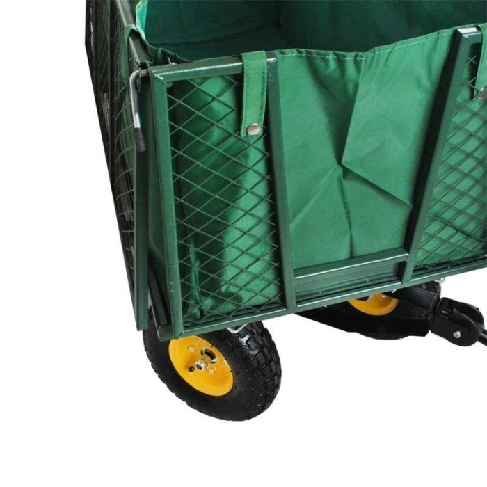 Carucior de gradina rabatabil, cadru metalic, roti pneumatice, husa textil, sarcina maxima 550 Kg, Verde [5]