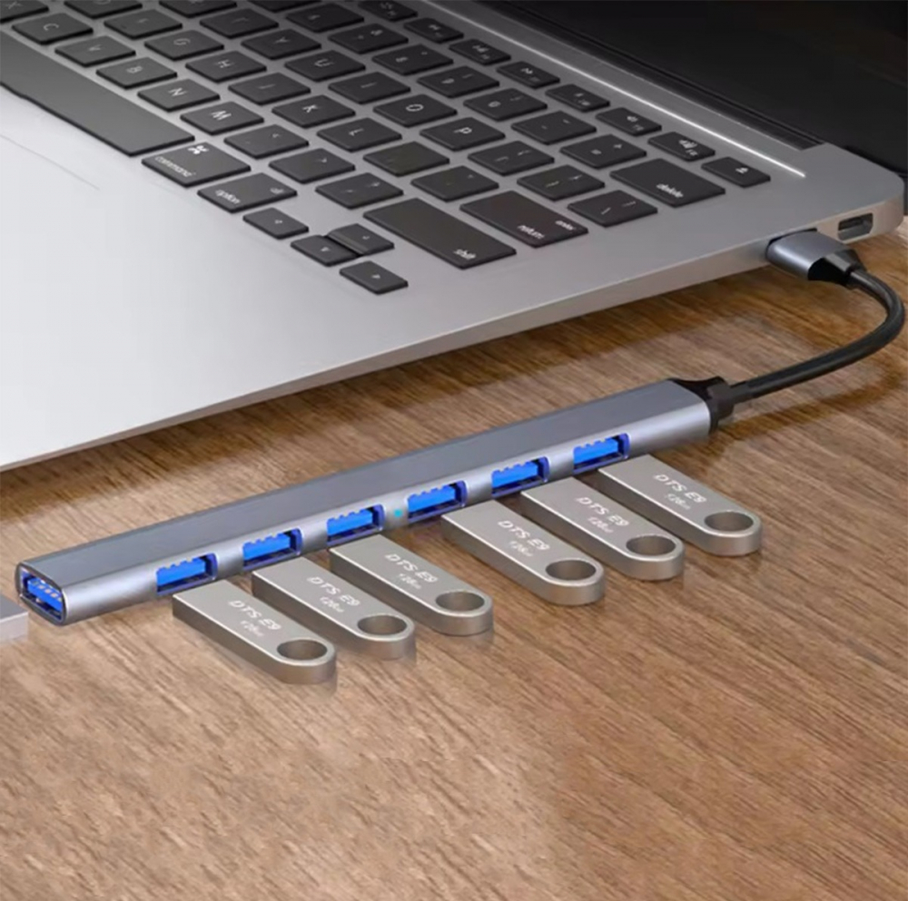 Hub 7 x port USB, ABS, 15.5 cm x 1.7 cm x 0.7 cm, 5Gb/s, gri [6]