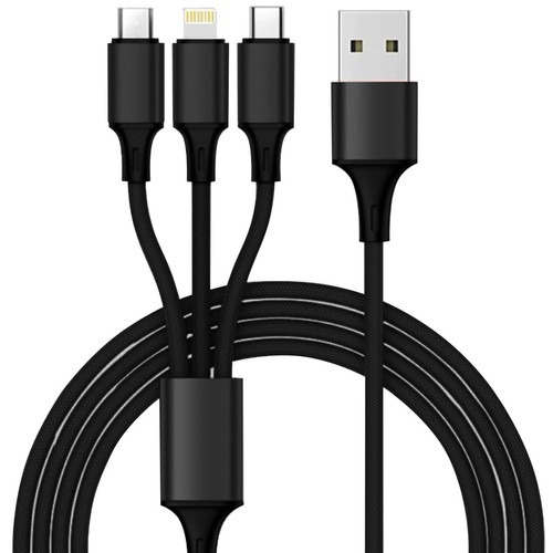 Set Incarcator priza 4x USB,incarcare rapida 3.0 Izoxis + cablu 3in1 micro USB,type C,iphone - Negru [4]