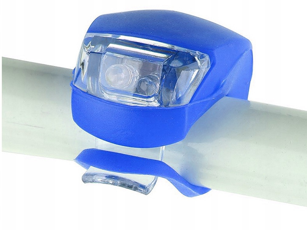 Set 2 lampi silicon pentru bicicleta, cu lumina alba, 3 moduri de luminare, impermeabile, albastru [2]