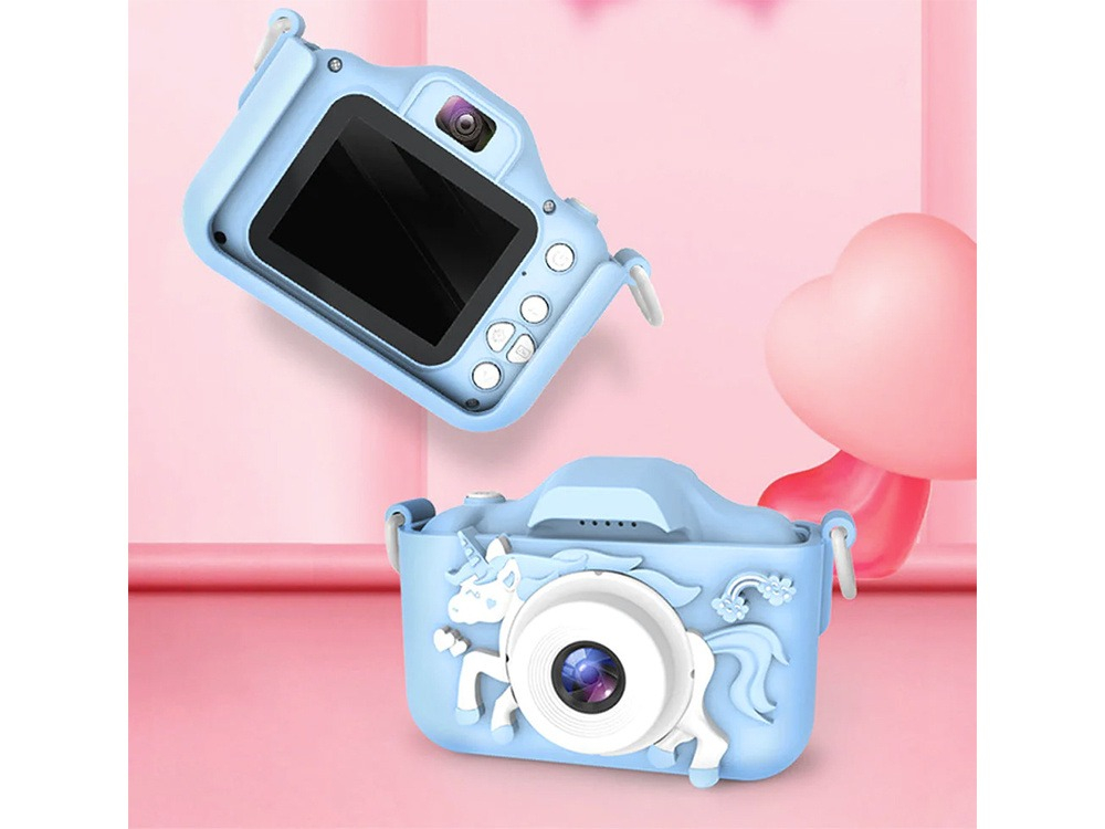 Aparat foto pentru copii,rezolutie 1080P HD,ecran 2 inch,12 MP, unicorn - Albastru [2]