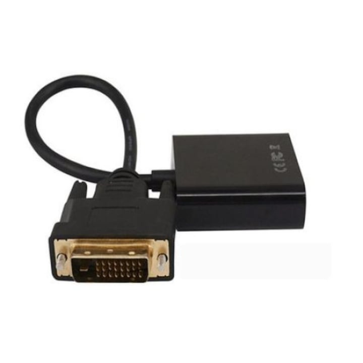 Cablu adaptor, convertor de la DVI-D 24+1 tata la VGA 15 pini mama, negru [4]