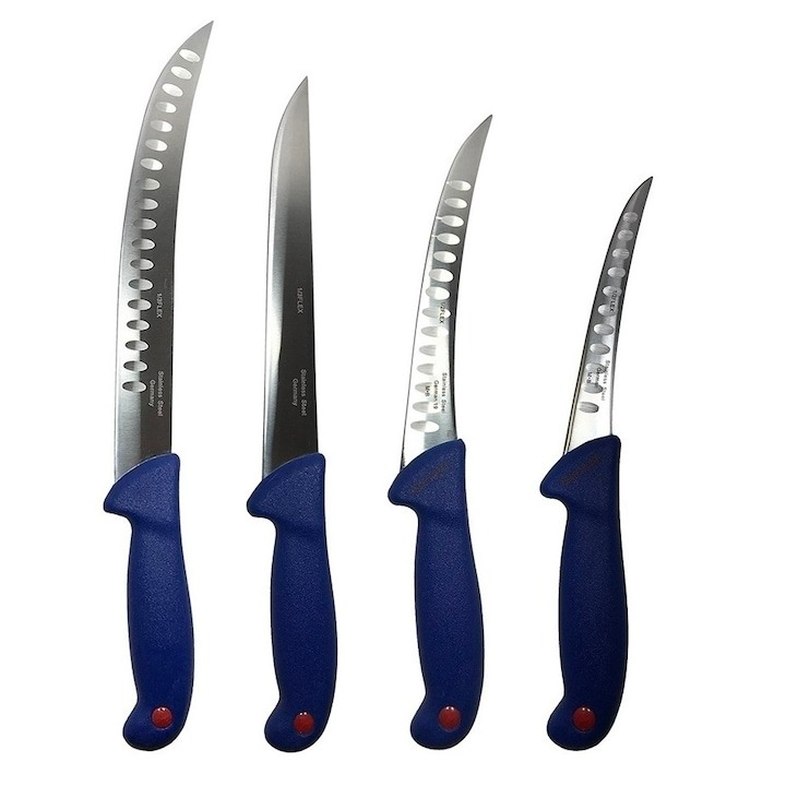 Set 4 cutite profesionale de macelarie, filetat, injunghiat, transat, dezosat, otel carbon, suport magnetic [6]