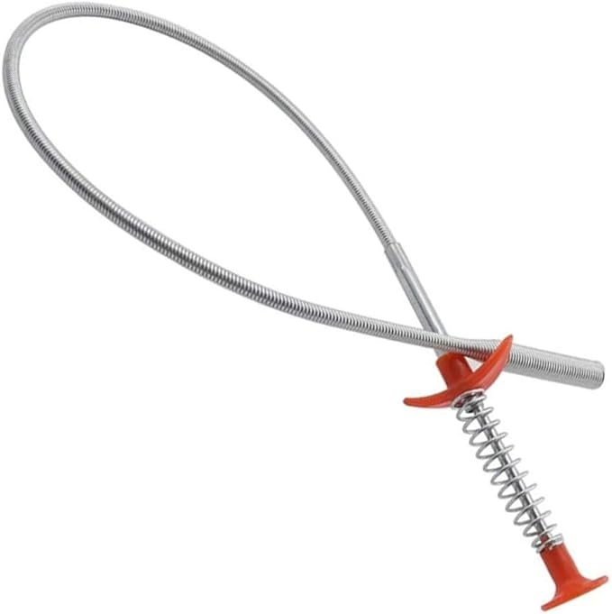 Sarpe pentru desfundat tevi, cu carlig, flexibil, metal/plastic, multifunctional, lungime 60 cm, rosu [10]