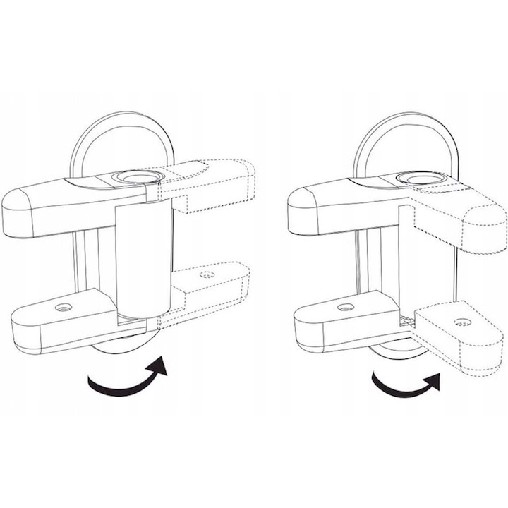 Set 2 bucati sistem de siguranta pentru copii, blocare maner, ABS, autoadeziv, montare pe usi, ferestre, 12 x 5 x 7.5 cm, alb [4]