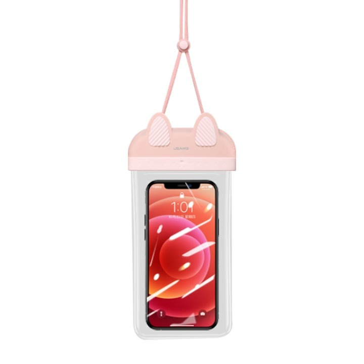 Husa pentru telefon, impermeabila IPX8, ABS/TPU, diagonala max 7", roz [2]