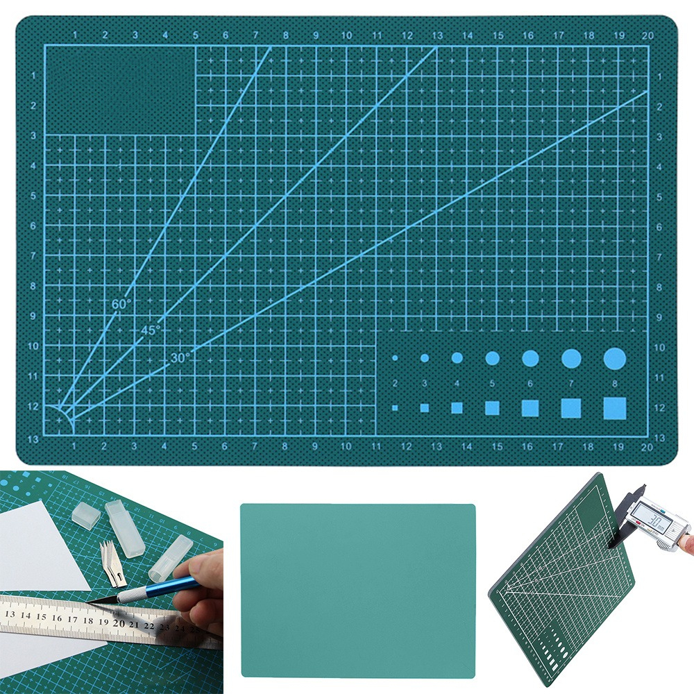 Placa pentru taiere precisa, modelare, cu auto-vindecare A5, 15 x 22 cm, scara clar vizibila, verde [6]