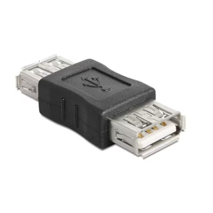 Adaptor USB mama-mama, conector dublu, prelungire cabluri, negru [3]