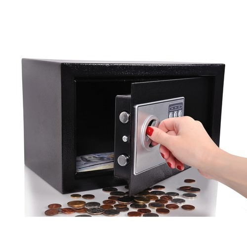 Seif metalic, electronic, 20 x 31 x 20 cm, set 2 chei si accesorii incluse, negru [3]