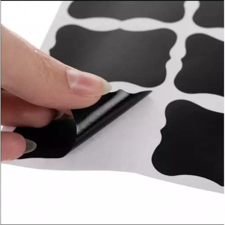 Set 192 etichete autoadezive, marker alb inclus, PVC, reutilizabil, 5.5 x 3.5 cm, universal, pentru plastic, metal, sticla, negru [7]