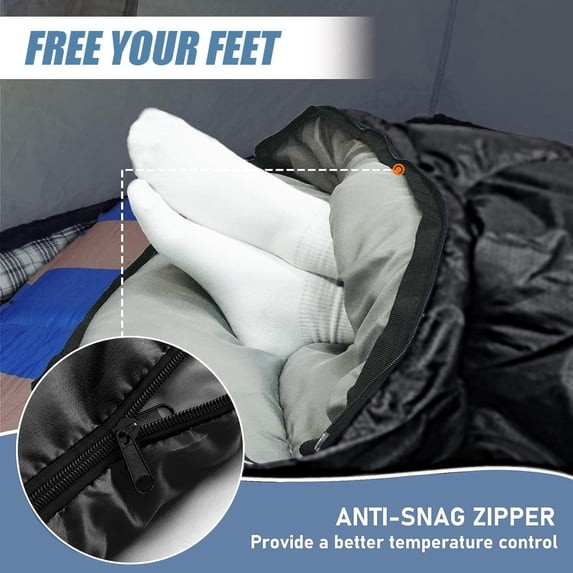 Sac de dormit pentru camping, drumetii, 2 in 1, impermeabil, poliester, 210 x 75 cm, negru, husa transport [3]